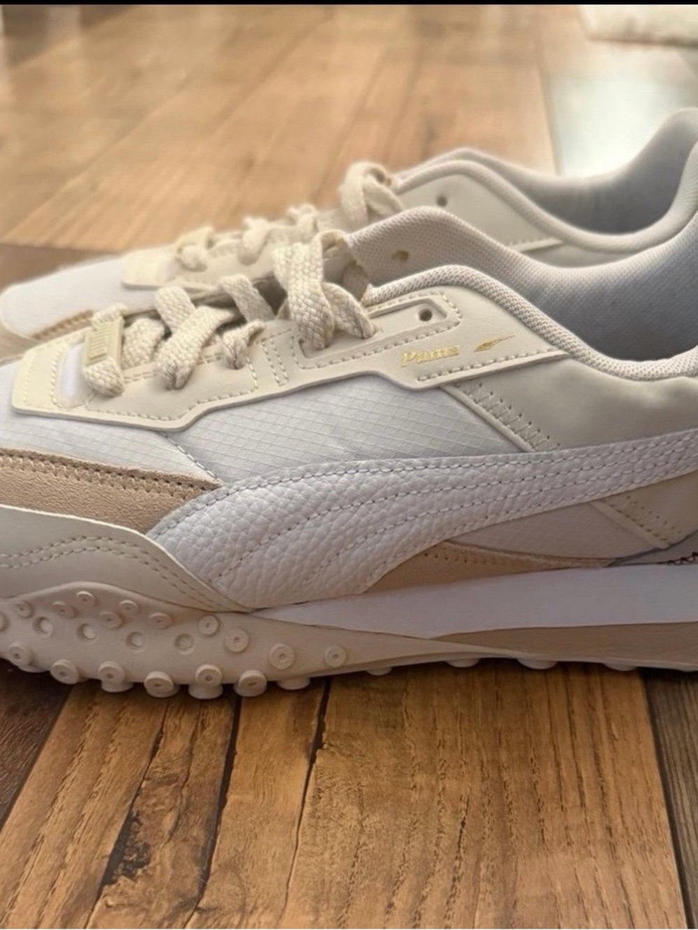 Puma Women's Low-Profile Sneakers in Cream and White